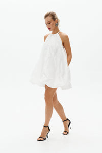 White Taffeta Balloon Mini Dress