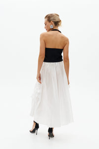 White Taffeta Maxi Skirt