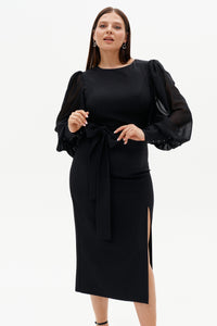 Curvy Midi Slit Skirt