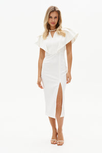 White V-neck Dress with Short Sleeve