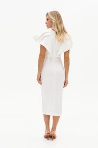 White V-neck Dress with Short Sleeve