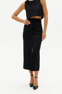 Front Slit Midi Skirt