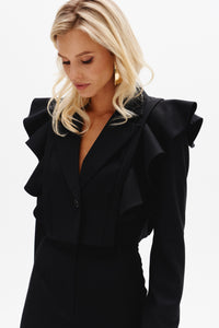 Cropped Jacket with Detachable Flounce