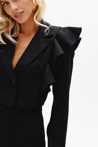 Cropped Jacket with Detachable Flounce