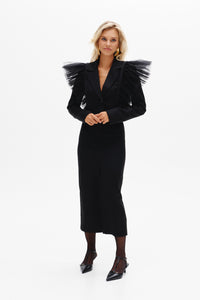 Cropped Jacket with Detachable Tulle Flounce