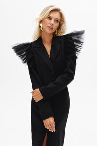 Cropped Jacket with Detachable Tulle Flounce