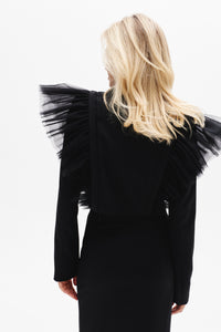 Cropped Jacket with Detachable Tulle Flounce