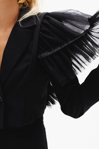 Cropped Jacket with Detachable Tulle Flounce