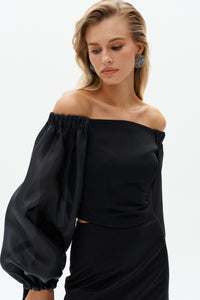 Puff Organza Sleeve Top