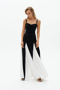 Contrast Pleated Maxi Dress