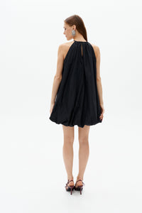 Black Taffeta Balloon Mini Dress