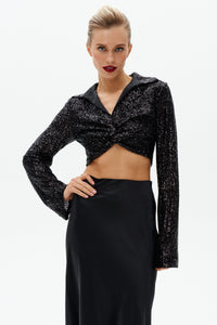 Sequin V-neck Top