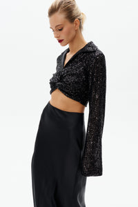 Sequin V-neck Top