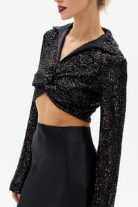 Sequin V-neck Top