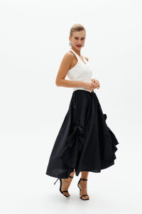 Black Taffeta Maxi Skirt