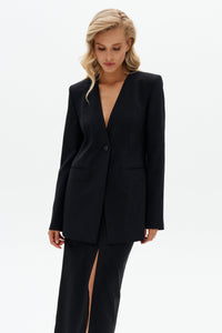 Lapelless Single-Breasted Blazer