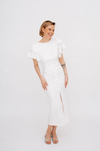 White Blouse with Flounce Sleeve