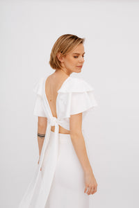 White Blouse with Flounce Sleeve